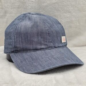 The North Face Hat Cap Strap Back Womens One Size Blue Chambray Linen Blend